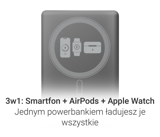 Silver Monkey Powerbank Smart 5 000 mAh MagSafe UltraSlim 3in1 Ciemny Szar - 1361039 - zdjęcie 5